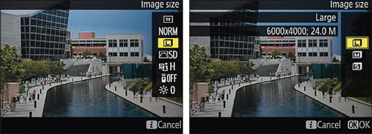 When Live View is enabled, the <b><i>i </i></b>button menu offers these settings during still photo