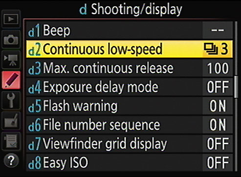 You can modify the maximum frame rate for Continuous Low Release mode.