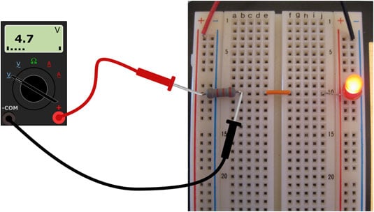 Measure the voltage across the resistor.