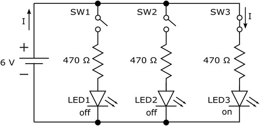 By opening and closing switches in this series-parallel circuit, you can direct the supply current 