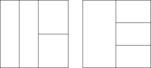 The square on the left shows fourths; the square on the right doesn't.