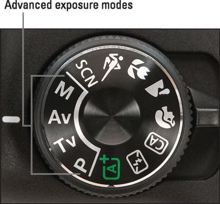 To fully control exposure and other picture properties, choose one of these exposure modes.