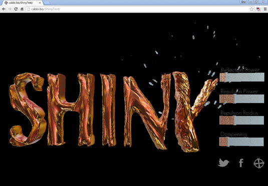 ShinyText uses JavaScript to produce a 3D physics simulation.