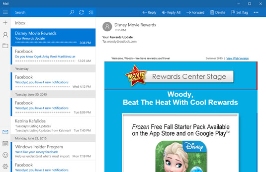 Here's a preview of the Universal Windows Mail app.