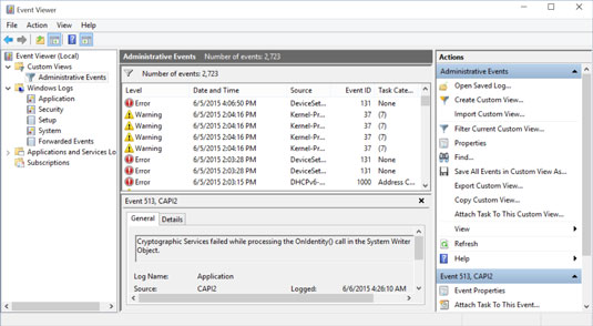 Events are logged by various parts of Windows.