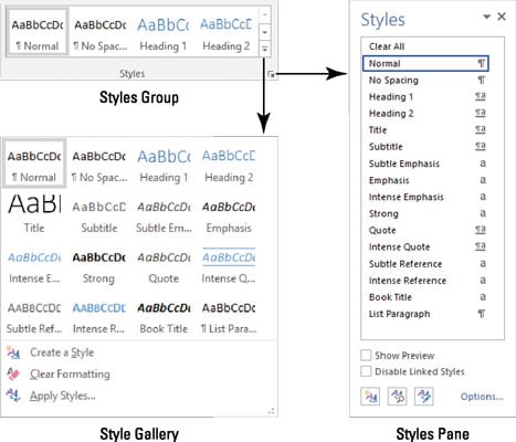 apply the shaded style set in word 2016