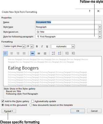 The Create New Style from Formatting dialog box.