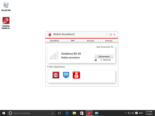 desktop app tilbys Av Vodafone for sine mobile USB-modemer.