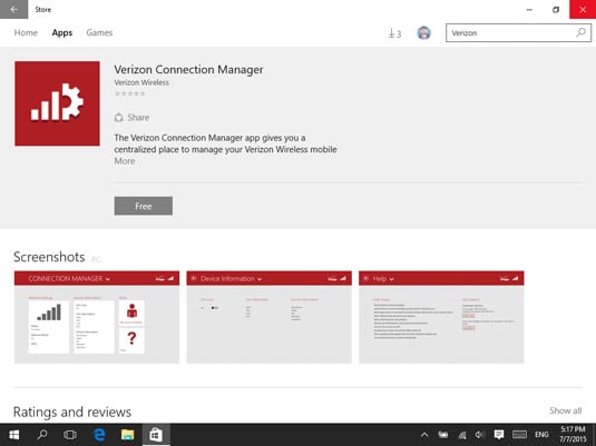 La aplicación Verizon Connection Manager.