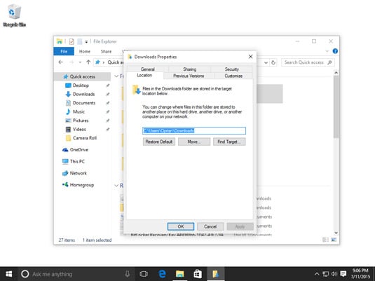 How to move user folders to different location on Windows 10