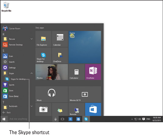 The Skype shortcut.