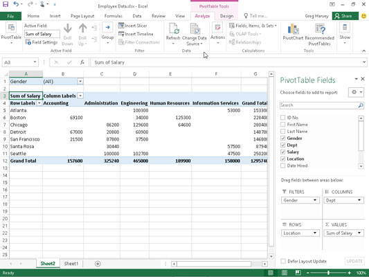 Create Pivot Chart Excel 2016