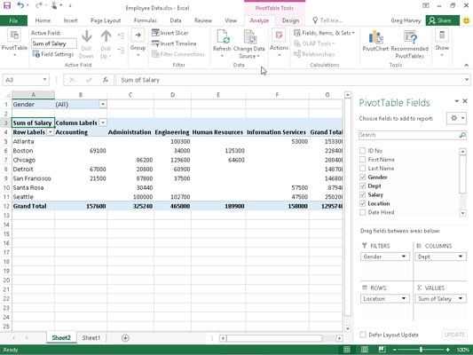 Pivot Chart In Excel 2016