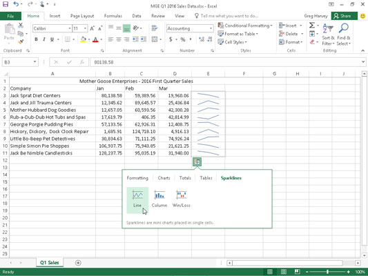 How To Use Sparklines In Excel 2016 Dummies