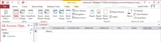 The Create tab is the logical place to go when you want to create a new table.