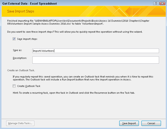 Follow the remaining steps in the Get External Data dialog box.