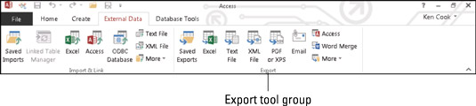 The Export button group.