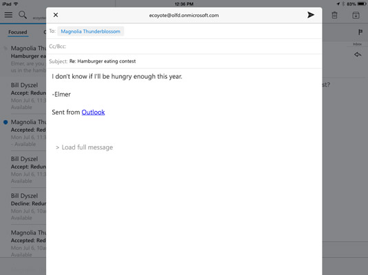 If you’re too hungry to wait to answer, Outlook mobile makes email replies quick and easy.
