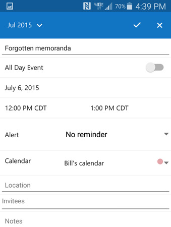 The appointment form is where you record all the details for your calendar.