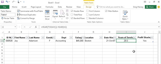 Create a new data list by formatting the field names and the first record as a table.