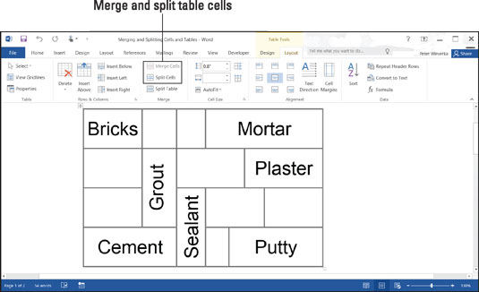 Merge and split cells to create unusual tables.