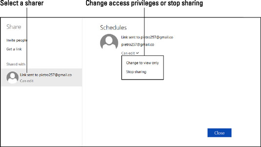 Changing how a file is shared.