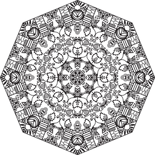 What do you see in this mandala — flowers and leaves, or smiling cats and bumblebees?