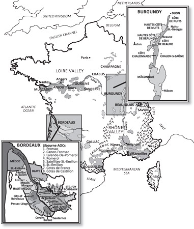 The wine regions of France. [Credit: Illustration by Lisa S. Reed]