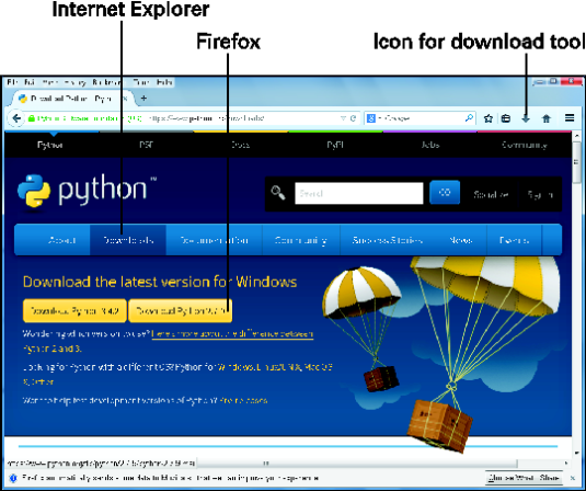 <b>Figure 1</b><b>:</b> Download Python with Firefox.