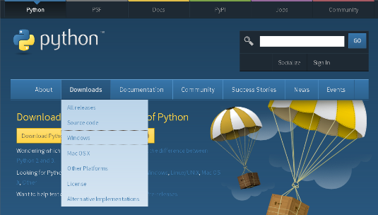 <b>Figure </b><b>2:</b> Download Python with Internet Explorer.