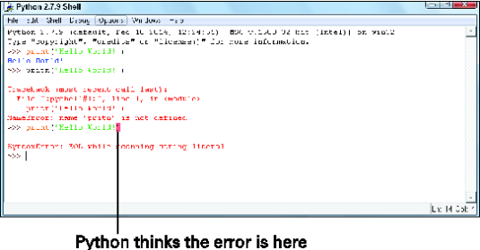 Figure 3: IDLE highlights your error.