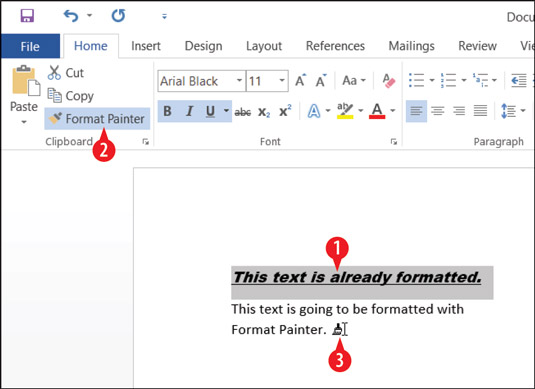 Use Format Painter to copy formatting.