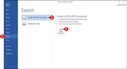 Save a document as a PDF or XPS file.