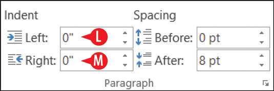 You can use the Layout tab’s Paragraph group to control left and right indentation.