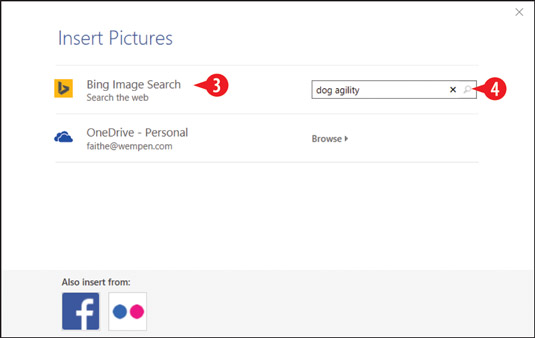 Type your keywords in the Bing Image Search box.
