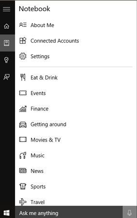 Click in Cortana’s search box to open Cortana.