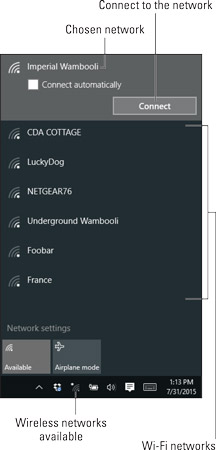 Selecting a Wi-Fi network.