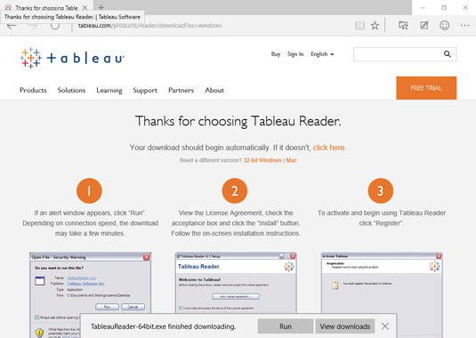 using tableau reader