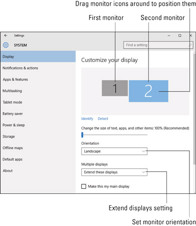 System Settings in Windows 10.