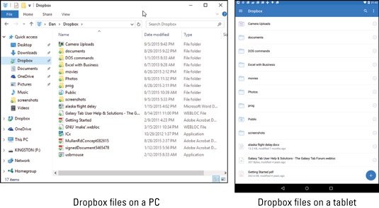 Dropbox on a PC and a tablet.