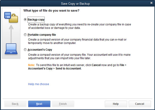 The first Save Copy or Backup dialog box.