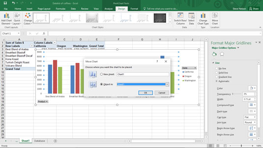 How to Change a Pivot Chart's Location in Excel - dummies