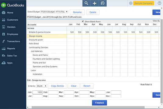 quickbooks budget reports