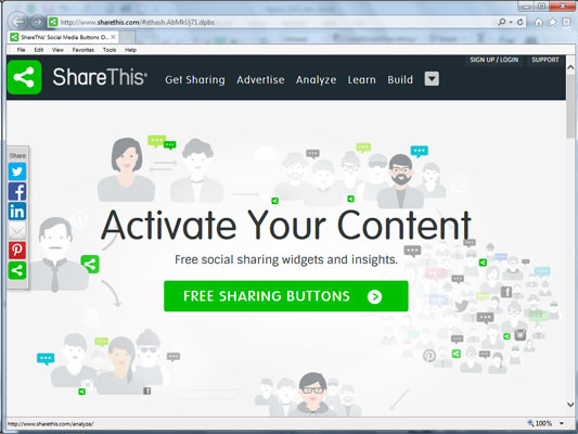 The ShareThis home page.