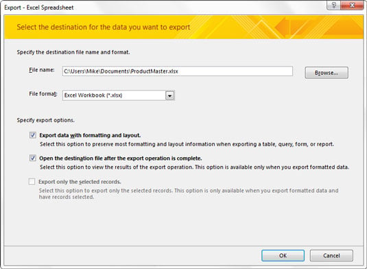 Export data to Excel using the Excel Export Wizard.