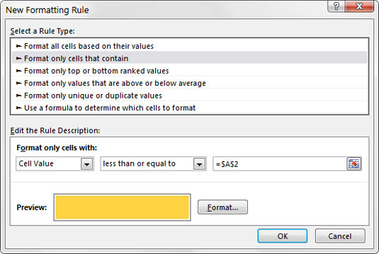 Add conditional formatting to the 10 x 10 grid.