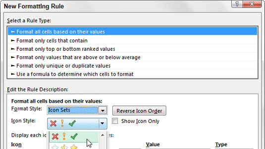 Select the Format All Cells Based on Their Values rule and then use the Format Style drop-down menu