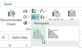 Creating a histogram chart.