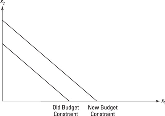 Representing a change in income by shifting the budget constraint.