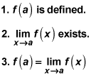 The three conditions that make a function f (x) continuous